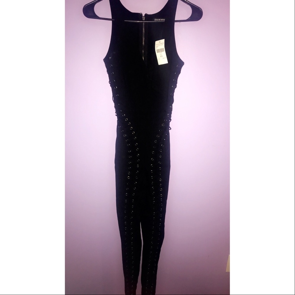 Fashion Nova Lace-Up Jumpsuit
